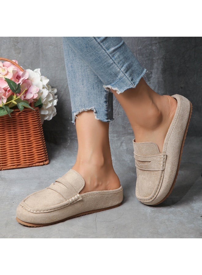 Women’s Suede Loafer Mules, Slip‑On Backless Penny Loafers, Soft Comfortable Flat Casual Shoes, Plus Size 36‑43 for Daily Home Office Travel - Image 5