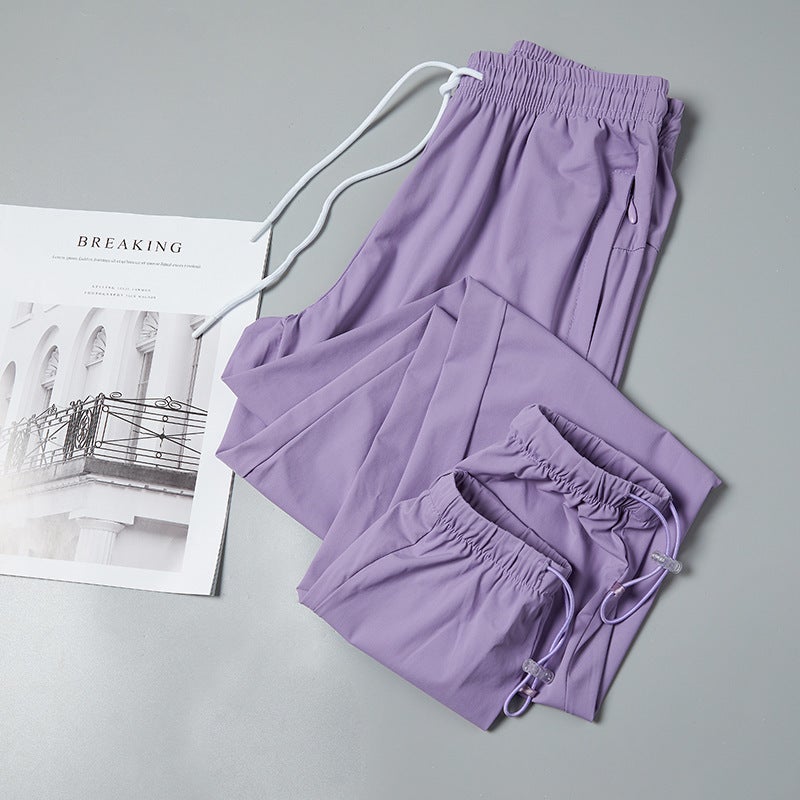 Outdoor Sun Protection Ice Silk Quick-Drying Pants For Women Summer Lightweight Breathable Sports Running Pants Fitness Casual Pants For Men