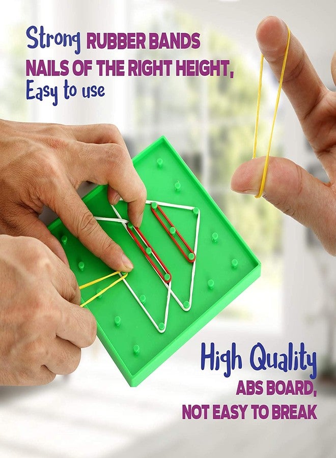 Edulearnable Universal Geoboard Double Sided for Kids with Rubber Band Mathematics Learning kit for Geometric Shapes,Size 20 x 20 cm - Image 4
