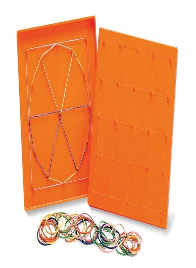 Edulearnable Universal Geoboard Double Sided for Kids with Rubber Band Mathematics Learning kit for Geometric Shapes,Size 20 x 20 cm - Image 1