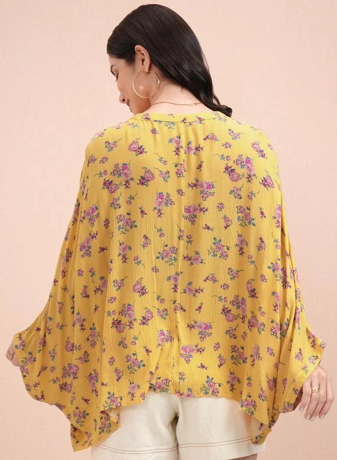 Tokyo Talkies Tokyo Talkies All-Over Floral Print Batwing Sleeve Kaftan Top