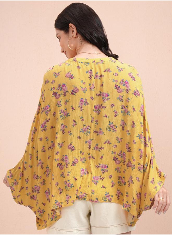 Tokyo Talkies All-Over Floral Print Batwing Sleeve Kaftan Top by Styli  - Image 3