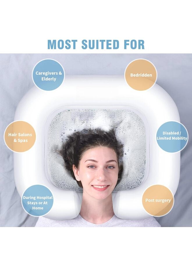 يُسلِّم صينية غسل شعر قابلة للنفخ للمغسلة المنزلية، حوض شامبو محمول، حوض غسيل قابل للنفخ لكبار السن، وذوي الاحتياجات الخاصة، والمصابين، والحوامل، إلخ (أبيض) - Image 5