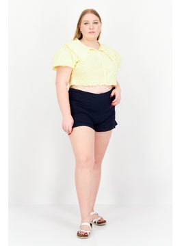 1 State Women High Rise Textured Basic Shorts, Navy  - Image 2