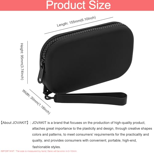 JOVAKIT Small Portable Silicone Makeup Bag for Women, Travel Waterproof Toiletry Cosmetic Bag Gifts for Women, Zipper Closure Makeup Case with Handle (Black) - Image 3