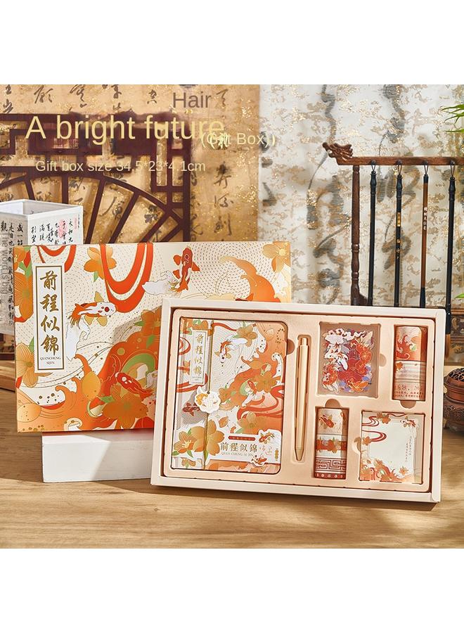 Bluejw Notebook Gift Box Suit New Forbidden City Wenchuang Chinese Style Koi Hand Account Gift Box Business Stationery - Image 1
