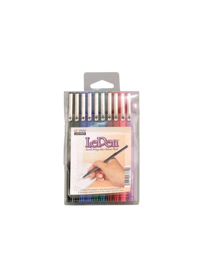 uchida LePen Porous Point Pen, 10 Count (Pack of 1), Black, Blue, Red, Green, Pink, Lavender, Burgundy - Image 1