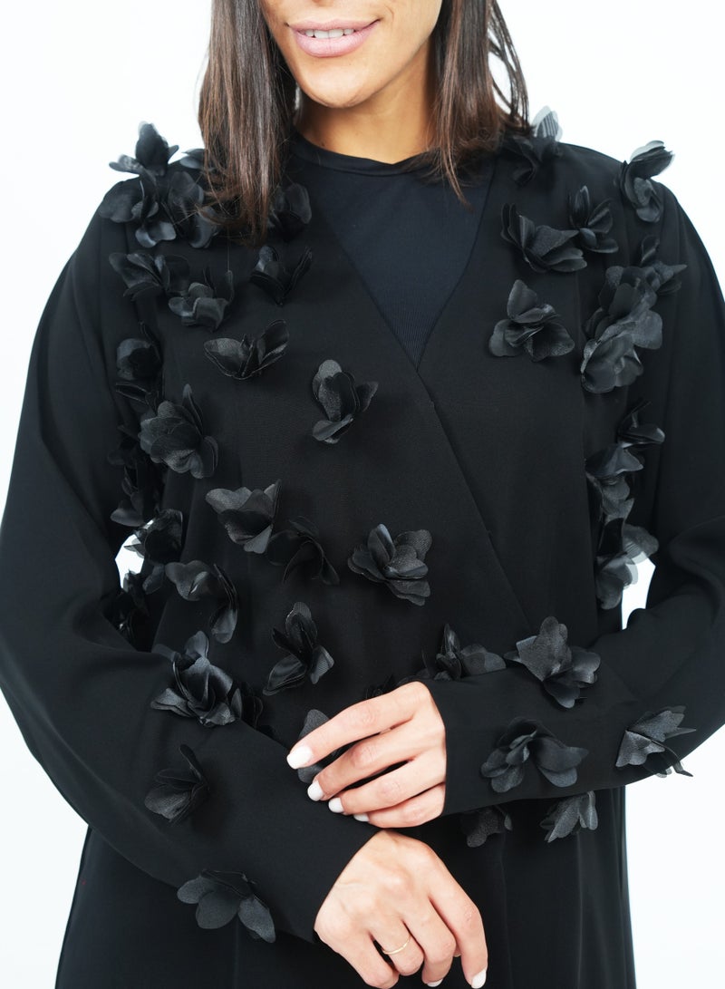 روزيت عباية عباية أنيقة مطرزة بالورود بتصميم أنيق - Image 2