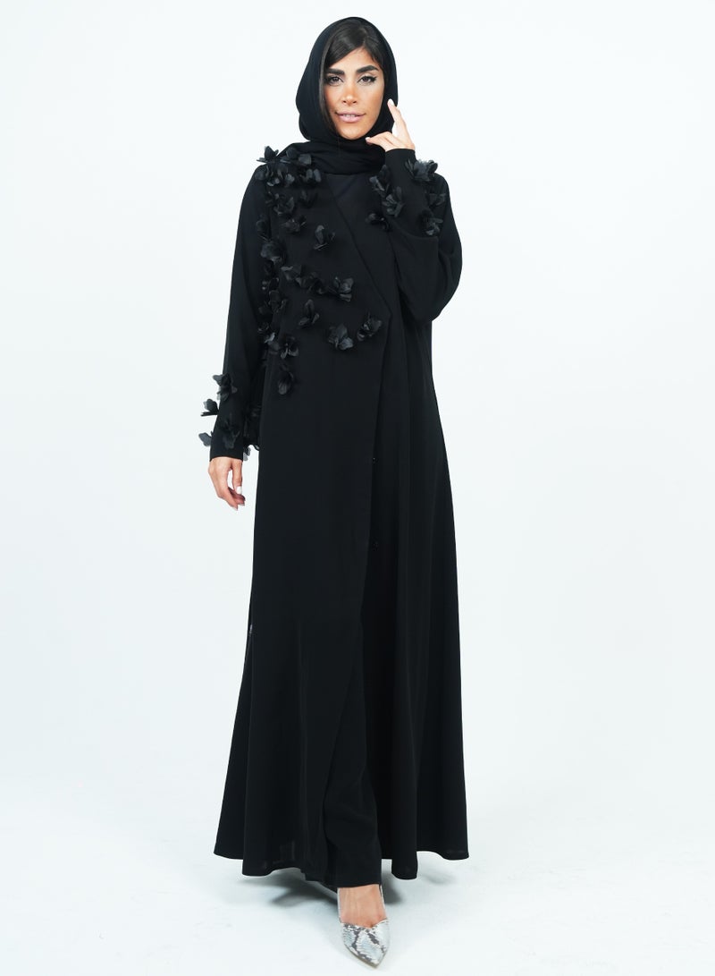 روزيت عباية عباية أنيقة مطرزة بالورود بتصميم أنيق - Image 4