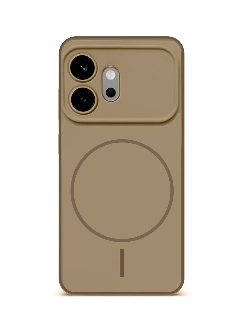 Honor 600 5G 2026 Premium Liquid Silicone Compatible With Thin Magsafe Ring Case Cover (MCMPMN) - Brown