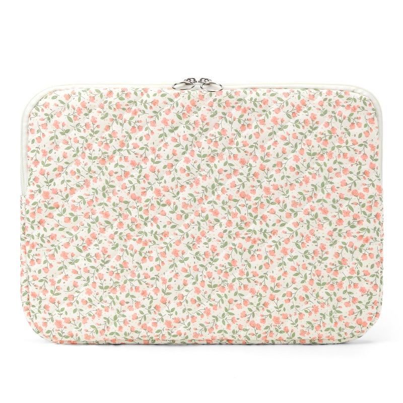 BBIQI Puffy Laptop Sleeve 13156 Inch Cute Quilted Laptop Protective Case Padded Floral Computer Sleeve for MacBook BPink 15 Inch - Image 2