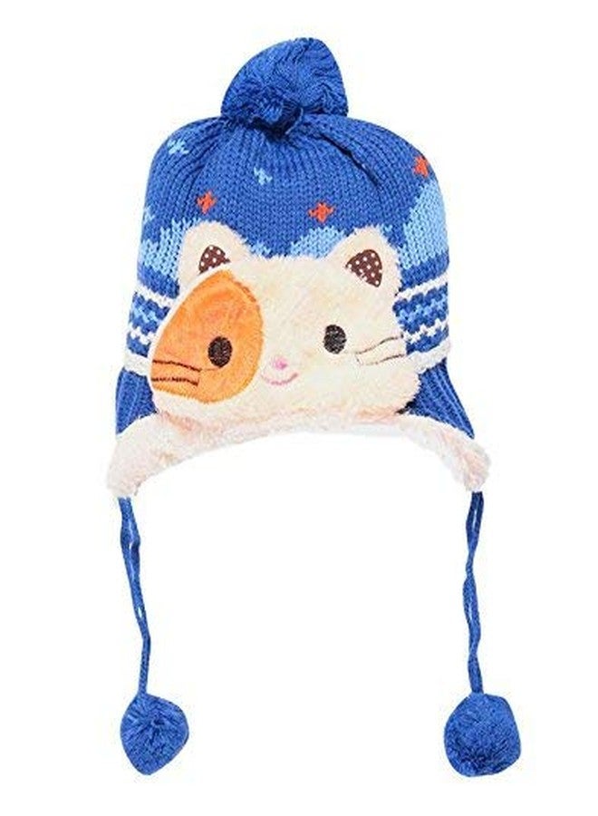 قبعة بيبي من نسيج V3E برايم كنيت، قبعة شتوية دافئة للأطفال البنات باللون الأزرق (عبوة من 1)