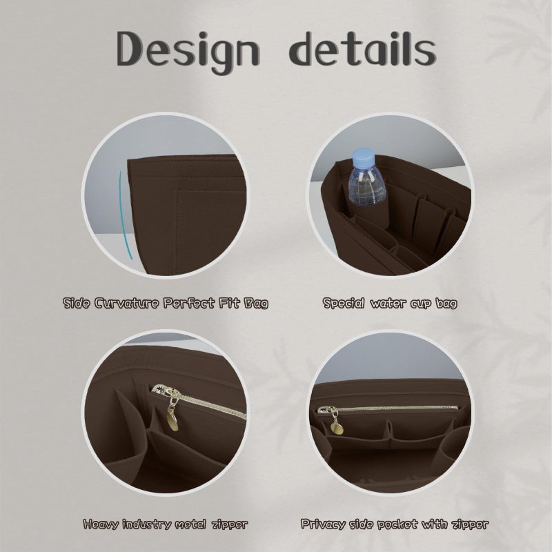 Lckaey Organizer Insert for Longchamp Le Pliage, Premium Felt Bag For Handbag Women Purse Large Long Champ organizer 025coffee-M - Image 5