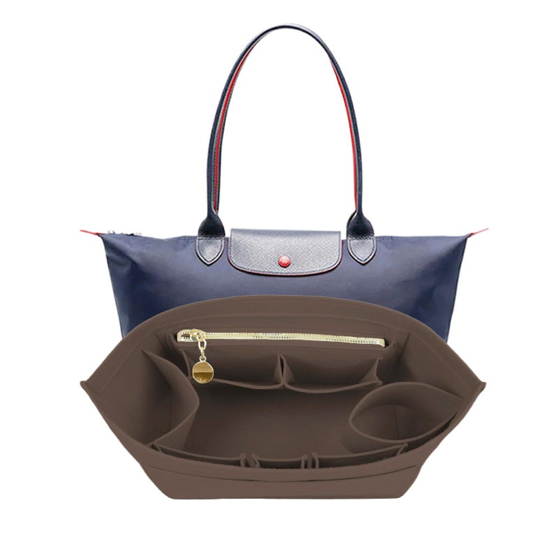 Lckaey Organizer Insert for Longchamp Le Pliage, Premium Felt Bag For Handbag Women Purse Large Long Champ organizer 025coffee-M - Image 1