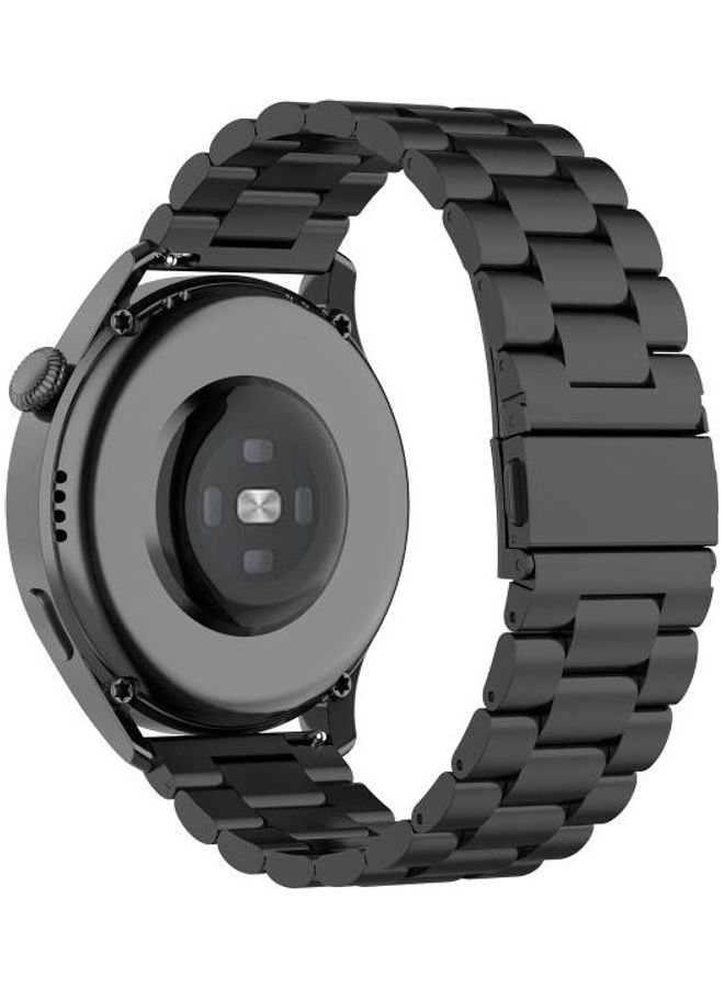 NIBEMINENT Three-Beads Steel Replacement Strap Watchband For Huawei Watch 3 / Pro 22mm Black - Image 4