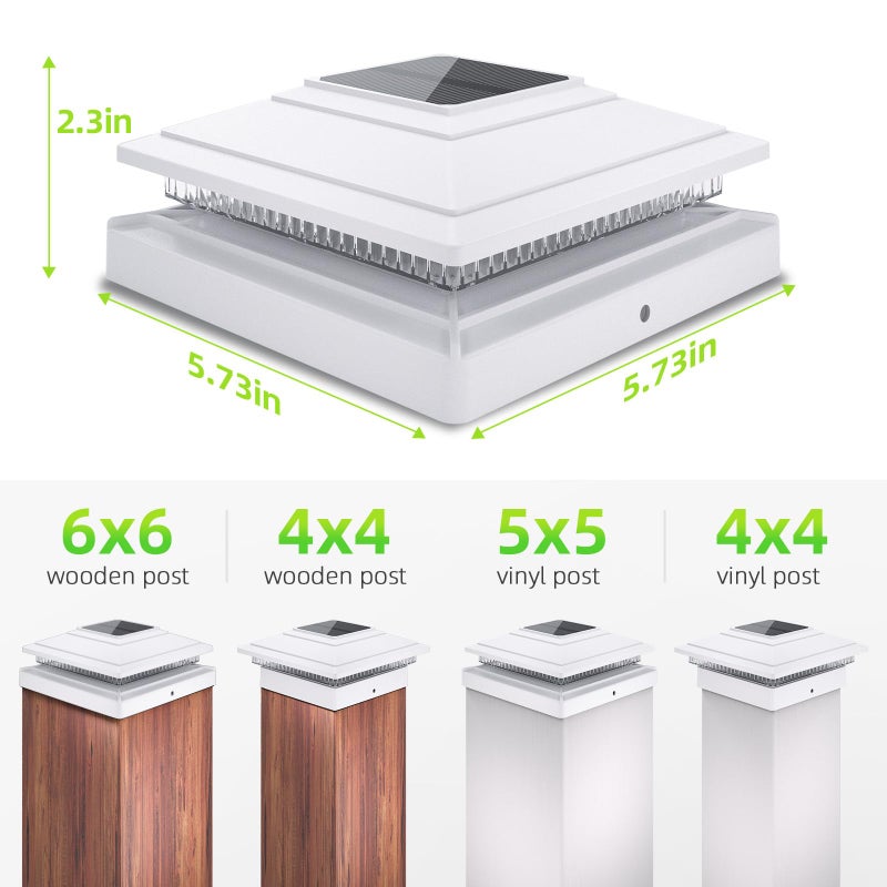 JOFIOS Solar Post Cap Lights Outdoor 12pack, Waterproof Fence Post Solar Lights for 4x4 5x5 6x6 Wood/Vinyl Posts, White Deck Post Lights with 2 Color Modes Decorate Garden Patio Porch Backyard - Image 5