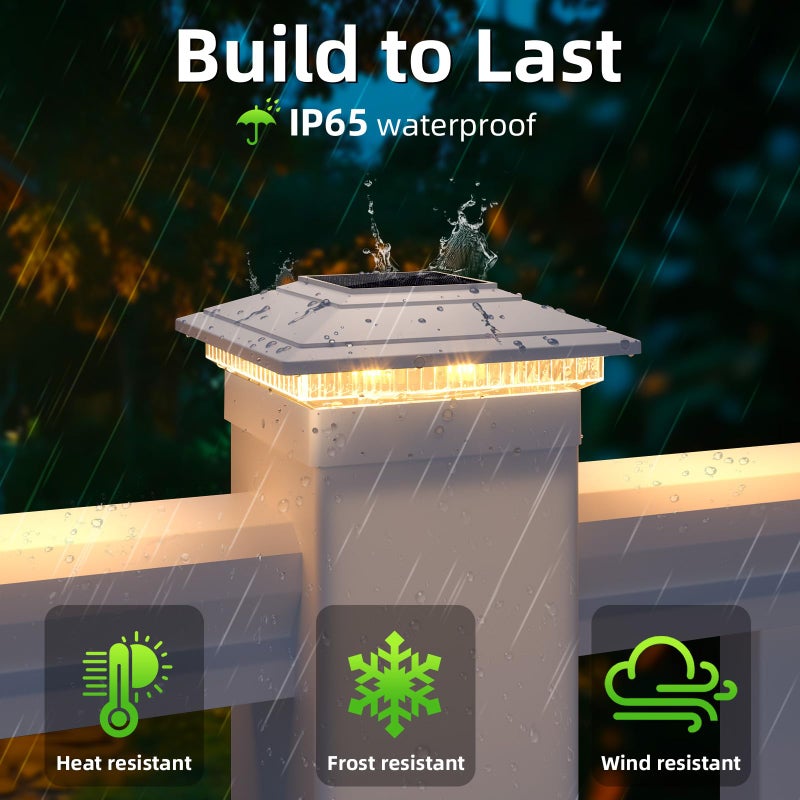 JOFIOS Solar Post Cap Lights Outdoor 12pack, Waterproof Fence Post Solar Lights for 4x4 5x5 6x6 Wood/Vinyl Posts, White Deck Post Lights with 2 Color Modes Decorate Garden Patio Porch Backyard - Image 3