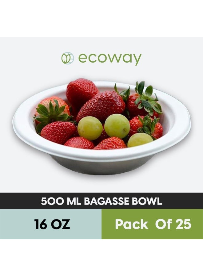 ايكواي ecoway 100% Compostable Bowl Heavy Duty Bowl Natural Disposable Bagasse Paper bowls Eco-Friendly Made from Sugarcane Bagasse Natural white color Biodegradable Bowl, Pack of 10 - Image 2