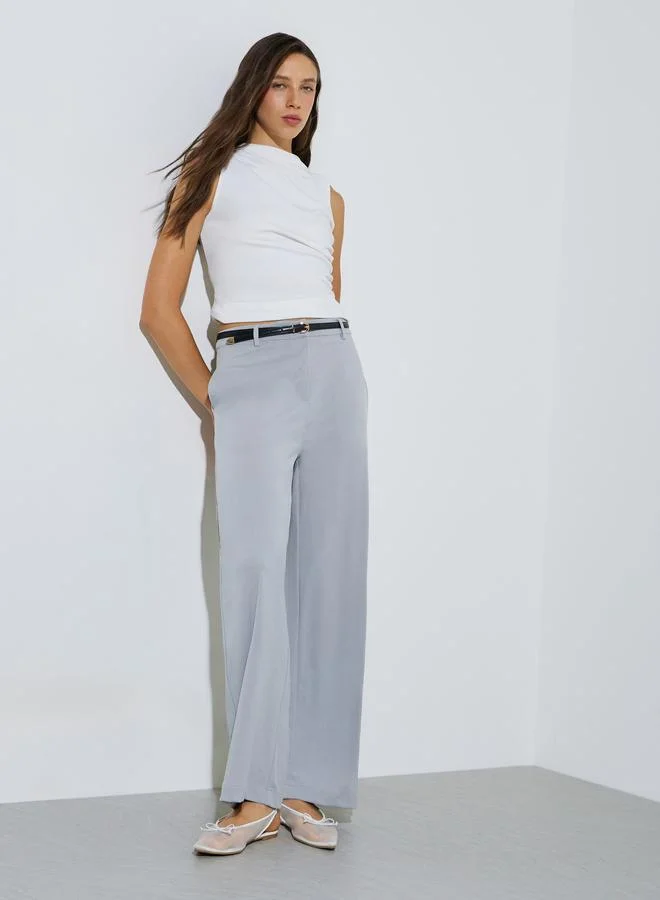 ستايلي Grey Scuba Wide Leg Pants