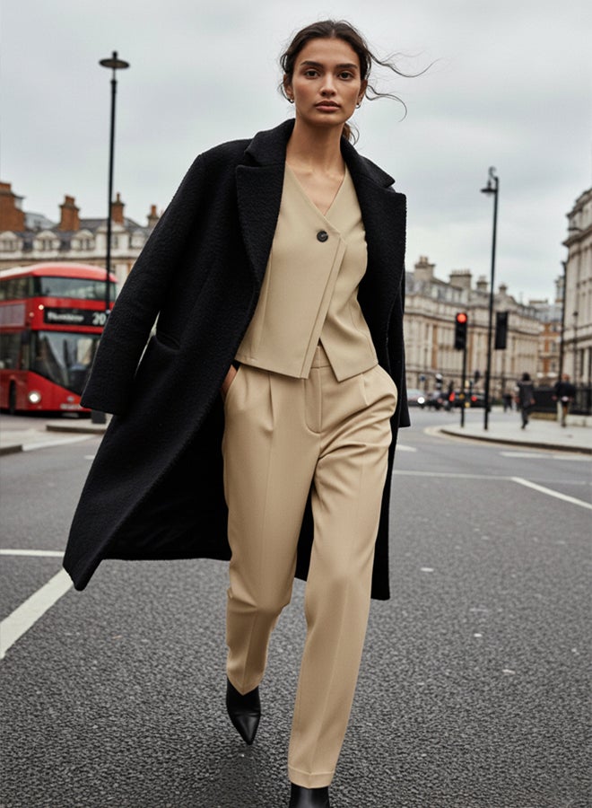 trendyol Mink Single Button Asymmetric Closure Woven Regular Fit Vest - Image 1