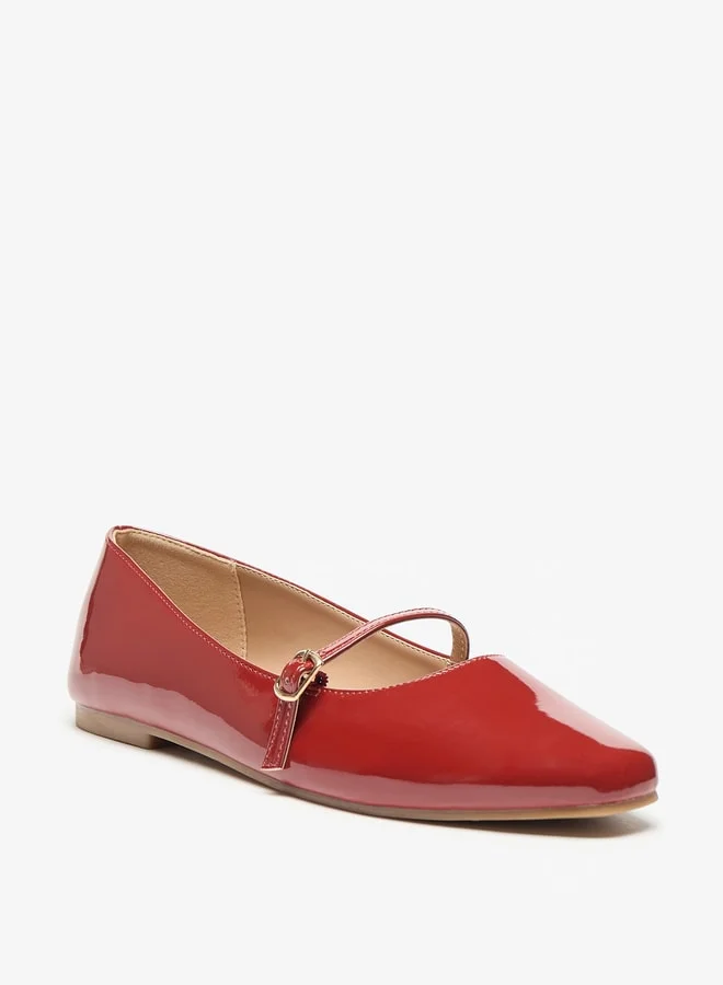 فلورا بيلا من شو إكسبرس Solid Slip-On Ballerina Shoes with Buckle Detail
