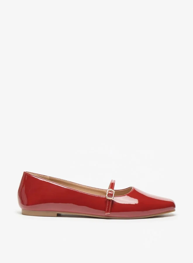 فلورا بيلا من شو إكسبرس Solid Slip-On Ballerina Shoes with Buckle Detail