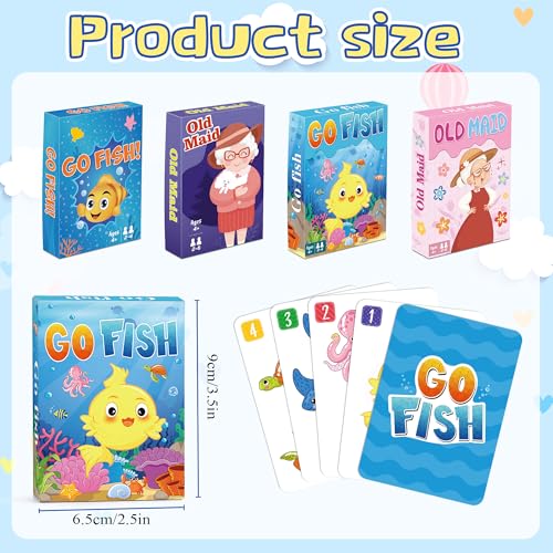 Timenued Kids Card GamesGo FishOld Maid Card GameGo Fish Card Games for Kids Ages 48Fun Classic Kid Toddlers Games for Family Game Night Party Travel Preschool ClassroomStocking Stuffers Gifts4 Decks - Image 5