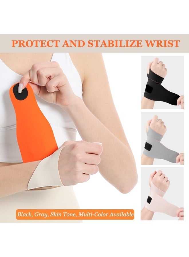 Halamine 2 Pcs Adjustable Wrist Brace，Ultra Thin Wrist Brace for Carpal Tunnel,Massage with Raised Spots Elastic Wrist Wraps forArthritis and Tendonitis, Wrist Straps Support, PainRelief, Compression and Support for FitnessEnthusiasts (Beige Orange)  - Image 5