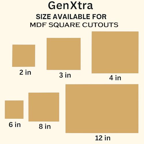 GENXTRA® Square MDF Cutouts for Crafts – Pack of 6 – 2.5mm Thick Wood Boards – DIY Painting, School Projects, Resin Art – Sizes from 2" to 12" (6 INCH) - Image 5