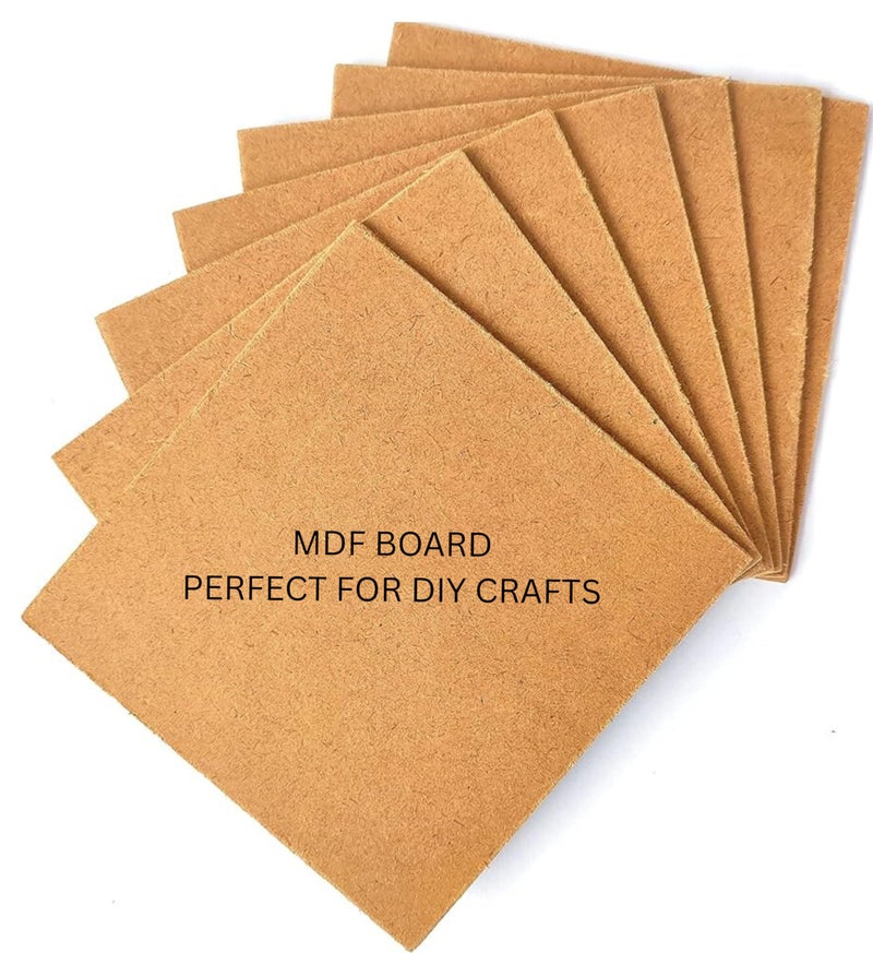 GENXTRA® Square MDF Cutouts for Crafts – Pack of 6 – 2.5mm Thick Wood Boards – DIY Painting, School Projects, Resin Art – Sizes from 2" to 12" (6 INCH) - Image 2