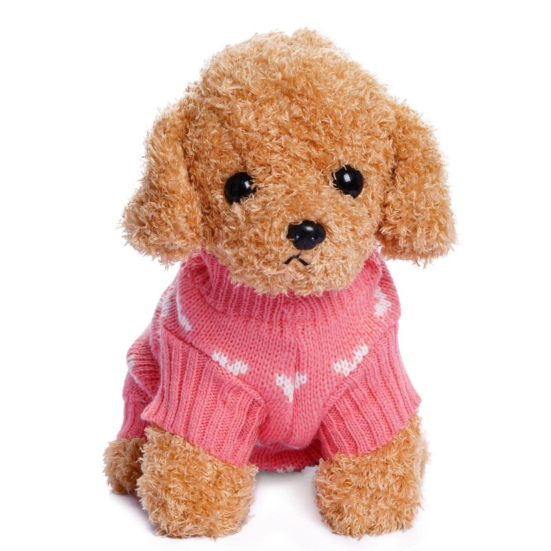 Dxhycc Dog Knitted Sweater Dog Heart Sweater Puppy Sweater Warm Soft Pet Holiday Clothes for Large Cats and Dogs (Pink, L) - Image 5
