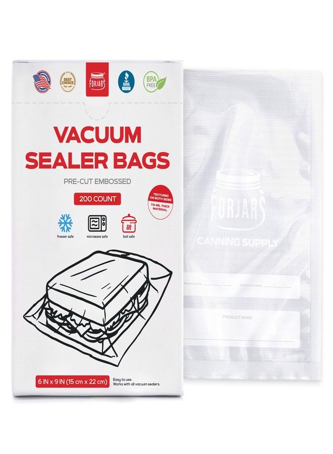 ForJars Vacuum Sealer Bags For Food Storage - Method Sous Vide Cooking - Pack of 200 count Pre-Cut Size Bags, Perfect for Food Storage - Ideal for Home & Commercial Use, 7.5 Mil Thickness(6x9/200pcs) - Image 1