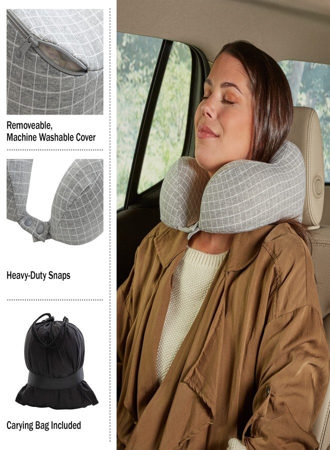 Home-Complete Travel Pillow - Memory Foam Pillow with Washable Cover - Neck Pillows for Sleeping on Airplanes, Trains, Cars, and Buses (Gray) - Image 4