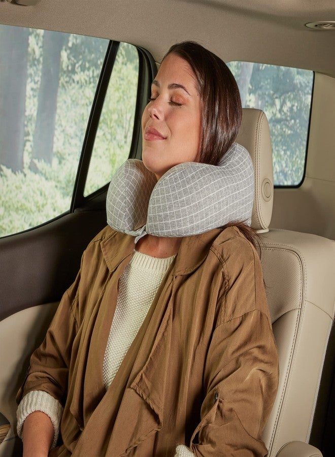 Home-Complete Travel Pillow - Memory Foam Pillow with Washable Cover - Neck Pillows for Sleeping on Airplanes, Trains, Cars, and Buses (Gray) - Image 5