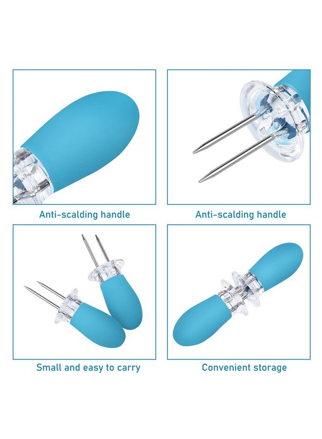 AUGSUN 18 Pcs Stainless Steel Corn Cob Holders with Silicone Handle & Convenient Butter Spreading Tool - Image 4