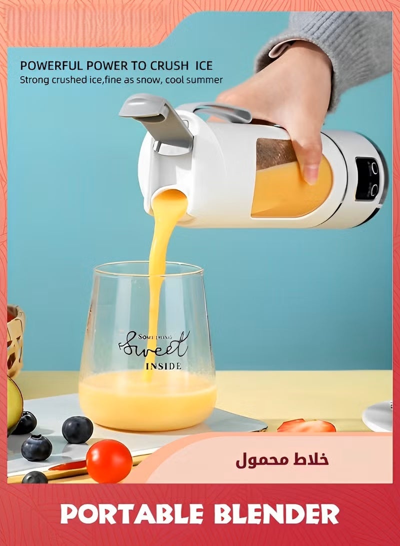 خلاط محمول,خلاط عصائر الفواكه والخضروات اللاسلكي 15.2 أوقية (450 مل) مع 12 شفرة,خلاط شخصي للهزازات والصغار,غطاء مضاد للتسرب,أجزاء آمنة لغسالة الصحون,أبيض - Image 3