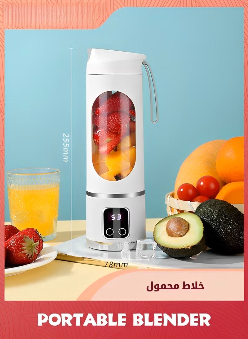 خلاط محمول,خلاط عصائر الفواكه والخضروات اللاسلكي 15.2 أوقية (450 مل) مع 12 شفرة,خلاط شخصي للهزازات والصغار,غطاء مضاد للتسرب,أجزاء آمنة لغسالة الصحون,أبيض - Image 2
