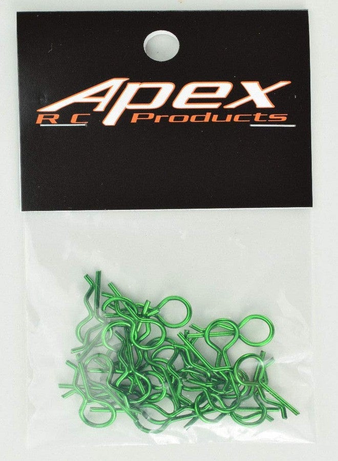 Apex RC Products Green 1/10 Large Bent RC Anodized Body Clips - 25pcs #4031GR - Image 4