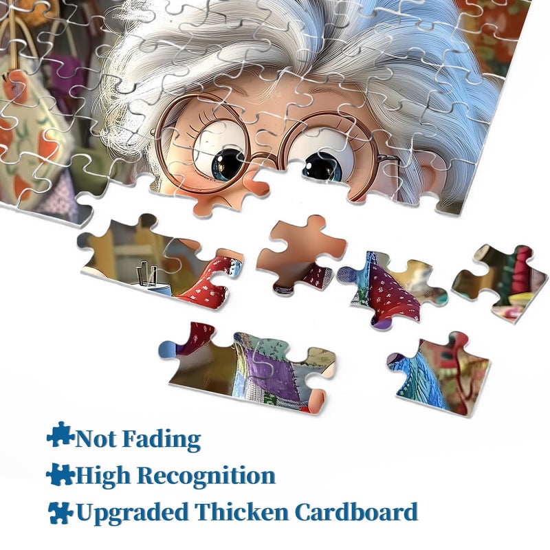 PICKFORU Sewing Machines 1000 Piece Puzzle for Adults, PICKFORU Sew It with Love Jigsaw Puzzle, Challenging Colorful Grandma Quilt Patchwork Theme as Home Decor - Image 3