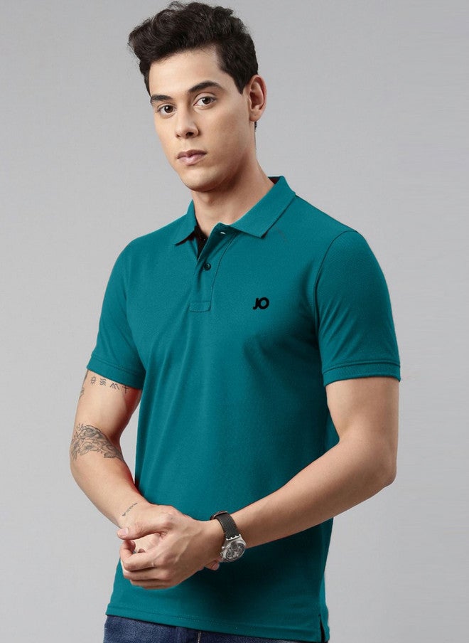 جوفن تيشيرت بولو رجالي سادة أخضر - Image 3
