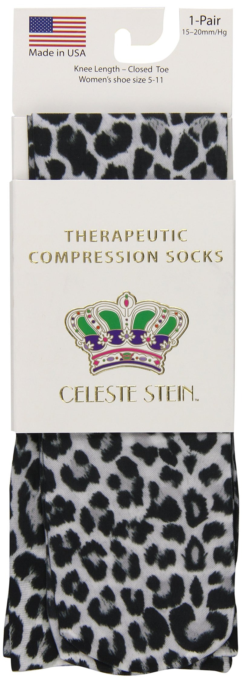 Celeste Stein Therapeutic Compression Socks, Black Grey Spots, 15-20 mmhg, 1 Pair - Image 3