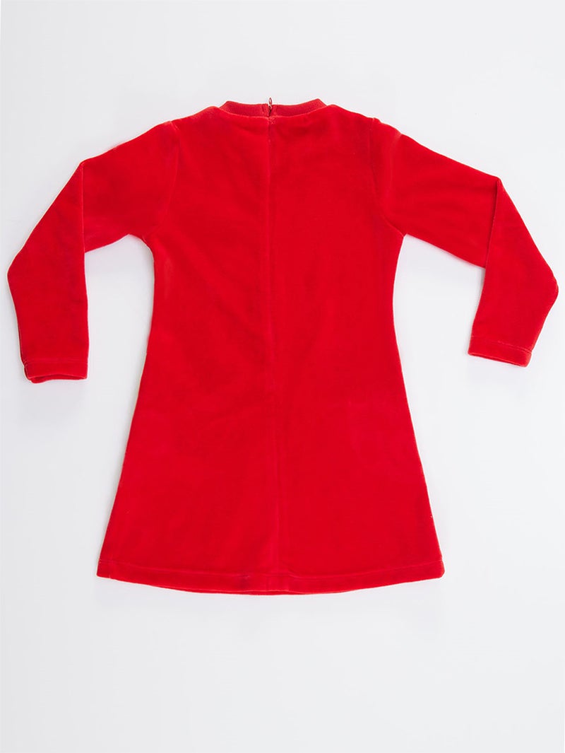 Denokids Twin Deers Girl Red Velvet Xmas Dress - Image 4