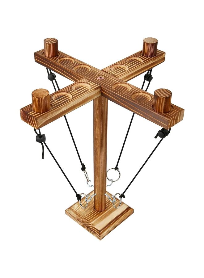 Ring Toss Game for Adults, Wooden Hook and Ring Game Set with Adjustable String and Carrying Bag, Table Top Games Large Size for Bar, Home, Party, Outdoor (Size : A)  - Image 1