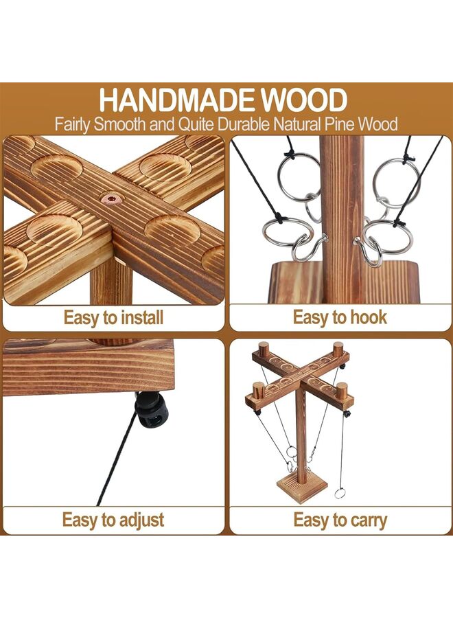 Ring Toss Game for Adults, Wooden Hook and Ring Game Set with Adjustable String and Carrying Bag, Table Top Games Large Size for Bar, Home, Party, Outdoor (Size : A)  - Image 3