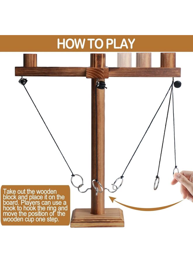 Ring Toss Game for Adults, Wooden Hook and Ring Game Set with Adjustable String and Carrying Bag, Table Top Games Large Size for Bar, Home, Party, Outdoor (Size : A)  - Image 4