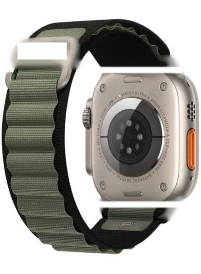 Compatible with Apple Watch Nylon Band Adjustable Sport Band with Titanium G Hook for Apple Watch Series Ultra 8 7 6 5 SI 42/44/45/35mm for Women and Men (Black + green) - Image 2