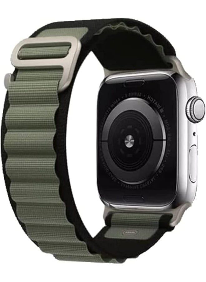 Compatible with Apple Watch Nylon Band Adjustable Sport Band with Titanium G Hook for Apple Watch Series Ultra 8 7 6 5 SI 42/44/45/35mm for Women and Men (Black + green) - Image 3