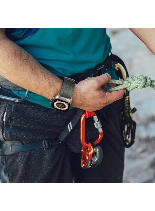 Compatible with Apple Watch Nylon Band Adjustable Sport Band with Titanium G Hook for Apple Watch Series Ultra 8 7 6 5 SI 42/44/45/35mm for Women and Men (Black + green) - Image 4