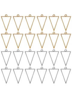 Oubaka 60Pcs Open Bezels For Resin Open Frame Pendant Triangle Geometric Hollow Mold Pendant Assorted Open Metal Bezels Open Back Frame Pendant For Pressed Flower Earrings Bracelet Diy Crafts(K Gold White K)  - Image 1