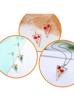 Oubaka 60Pcs Open Bezels For Resin Open Frame Pendant Triangle Geometric Hollow Mold Pendant Assorted Open Metal Bezels Open Back Frame Pendant For Pressed Flower Earrings Bracelet Diy Crafts(K Gold White K)  - Image 4